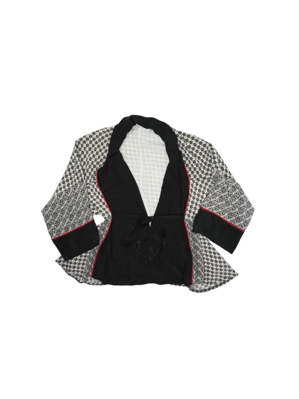 Talitha Silk Kimono Belted Top in Black Print